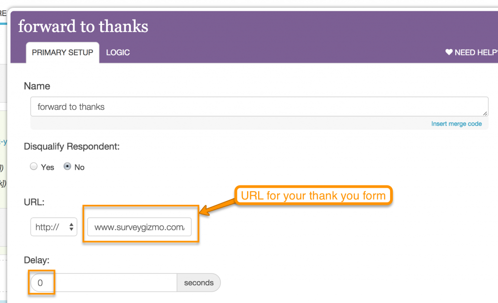 redirect the thank you page